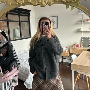 Elegant Women's Charcoal Pea Coat